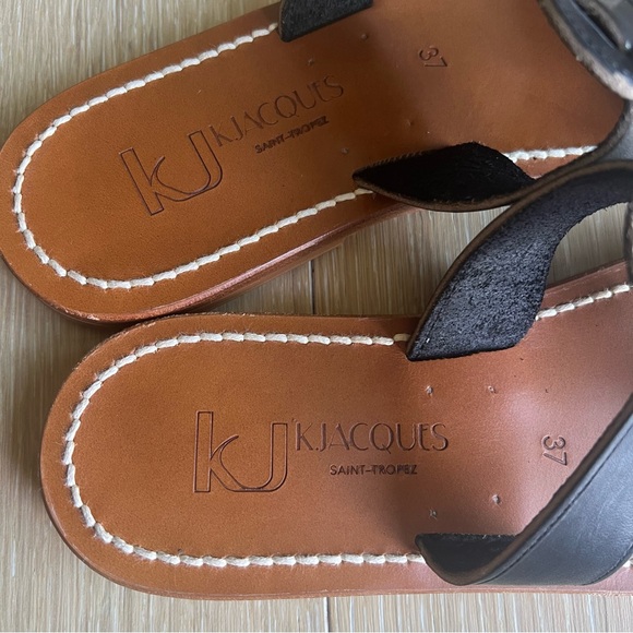 K.Jacques Womens Leather Slip-On Slide Sandals  Leather Size FR 37 US 5.5/ 6 NEW - Picture 3 of 7
